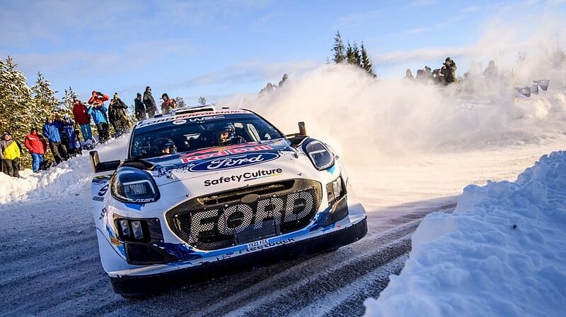 Sicheres Podestergebnis für Adrien Fourmaux/Alexandre Coria im Ford Puma Hybrid Rally1 bei der Rallye Schweden